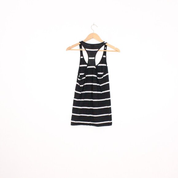 *Pink Black and White Racer Back Stripped Tank Top - Picture 6 of 6